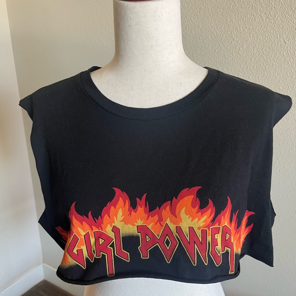 Flame Graphic 'Girl Power' Crop Top